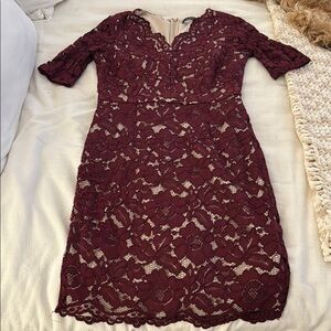 Elegant Burgundy Lace Dress